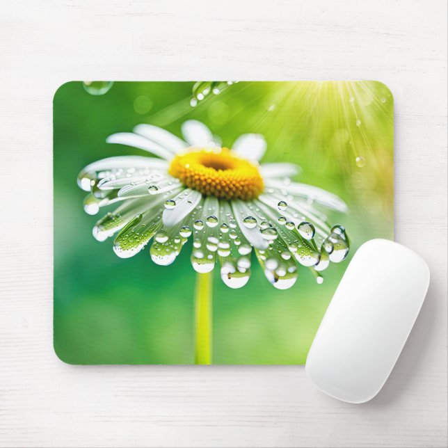 Dew Drops On Daisy Mouse Pad (With Mouse)