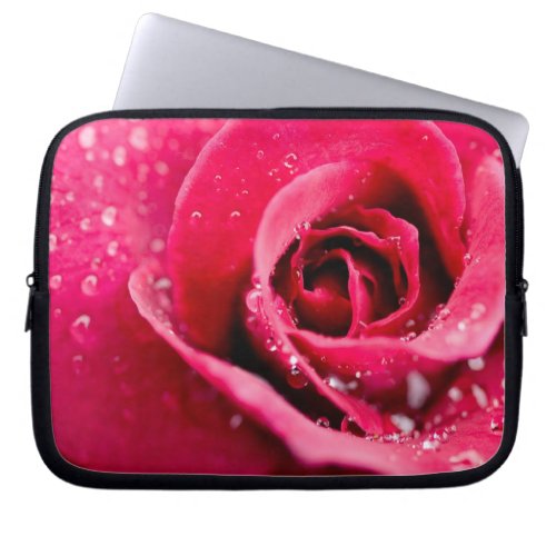 Dew Drops on Rose Electronics Bag