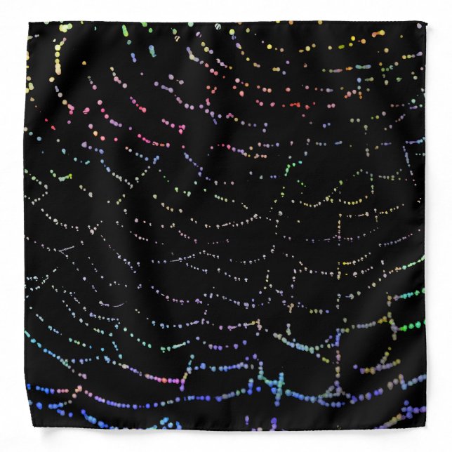 Dew Shiny Web Colorful On Black Background Design Bandana (Front)