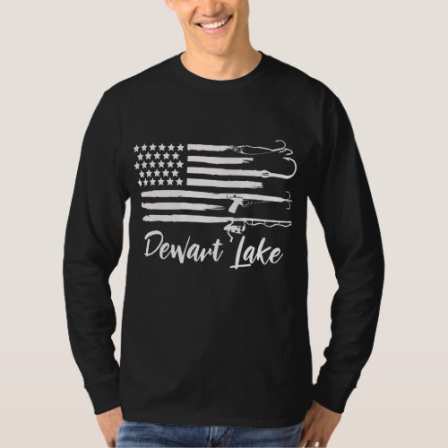Dewart Lake Indiana Patriotic Fishing Novelty T_Shirt
