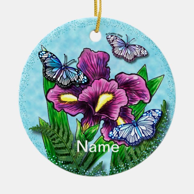 Dewdrop Butterfly Iris  ornament (Front)