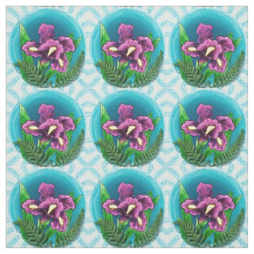 Dewdrop iris flower fabric