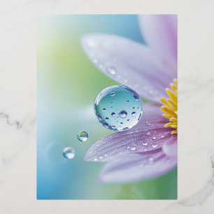 Dewdrop Nature Colourful Wildlife Serene Tranquil Foil Holiday Postcard