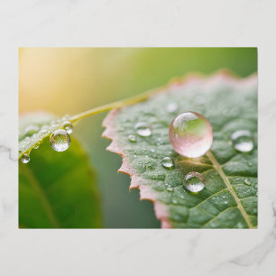 Dewdrop Nature Colourful Wildlife Serene Tranquil Foil Holiday Postcard
