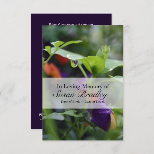 Dewdrop Pansy Celebration of Life Invitation