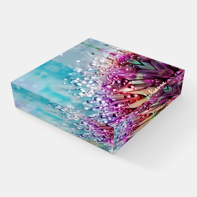 Dewdrops on Dandelions Paperweight (Angled)