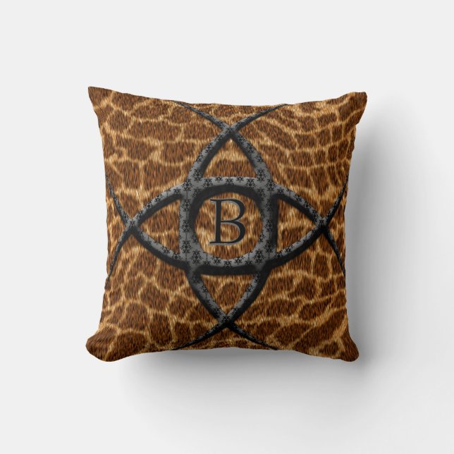 Dewe Claw  Monogram Throw Pillow (Front)