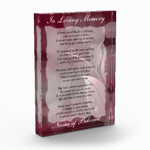Dewey Autumn Leaves Loving Memory Prayer Acrylic Award