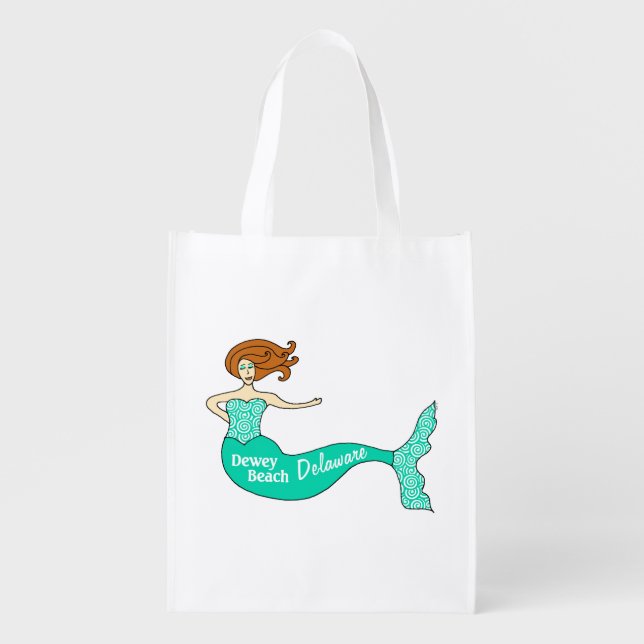 Dewey Beach, DE Mermaid Grocery Bag (Front)