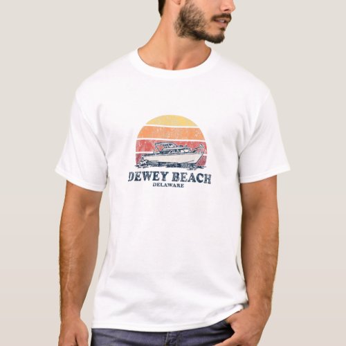 Dewey Beach DE Vintage Boating 70S Retro Boat Desi T_Shirt