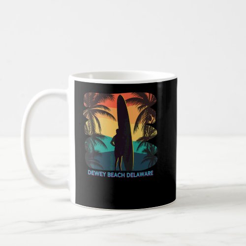 Dewey Beach Delaware De Palm Tree Surfboard Surfer Coffee Mug