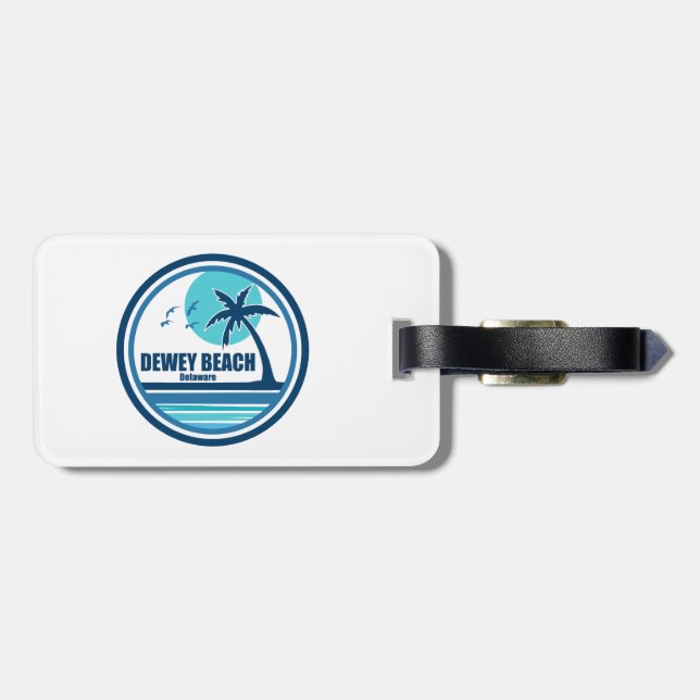 Dewey Beach Delaware Palm Tree Birds Luggage Tag (Back Horizontal)