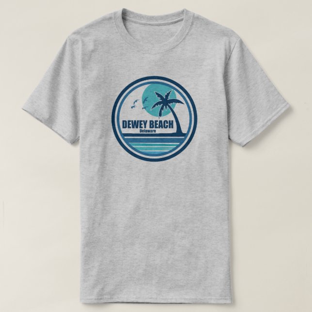 Dewey Beach Delaware Palm Tree Birds T-Shirt (Design Front)