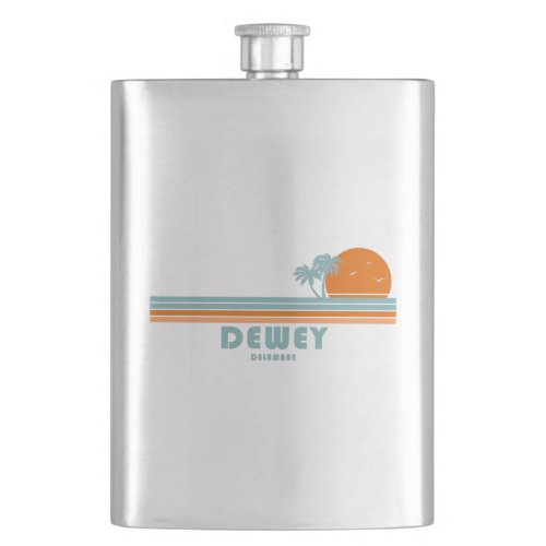 Dewey Beach Delaware Sun Palm Trees Flask