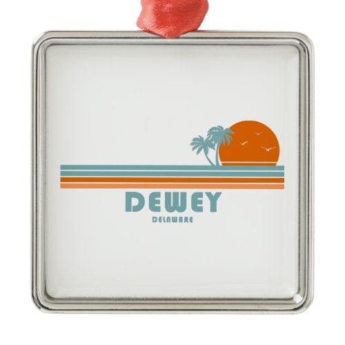 Dewey Beach Delaware Sun Palm Trees Metal Ornament