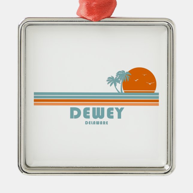 Dewey Beach Delaware Sun Palm Trees Metal Ornament (Front)