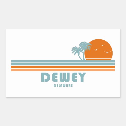 Dewey Beach Delaware Sun Palm Trees Rectangular Sticker