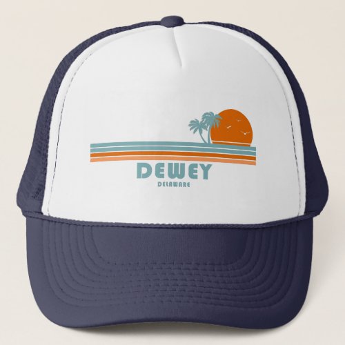 Dewey Beach Delaware Sun Palm Trees Trucker Hat