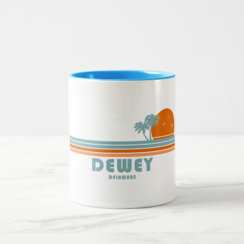 Dewey Beach Delaware Sun Palm Trees Two_Tone Coffee Mug