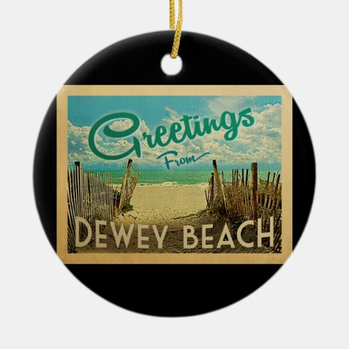 Dewey Beach Vintage Travel Ceramic Ornament