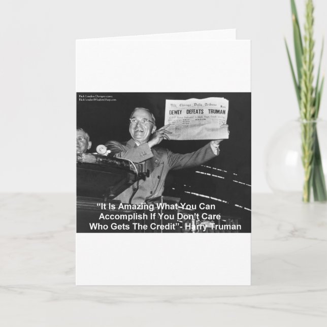 Dewey Beats Truman Funny Gifts Tees Buttons Etc Card (Front)