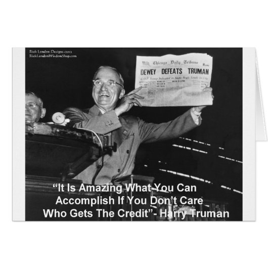 Dewey Beats Truman Funny Gifts Tees Buttons Etc Cards (Front Horizontal)