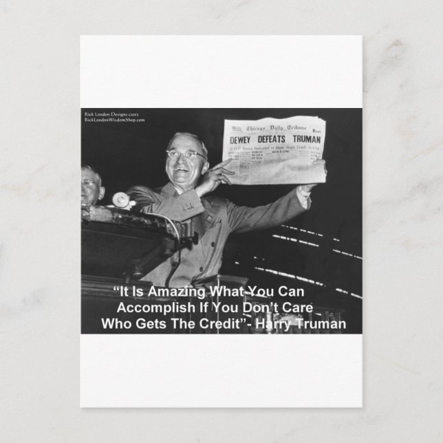Dewey Beats Truman Funny Gifts Tees Buttons Etc Postcard (Front)
