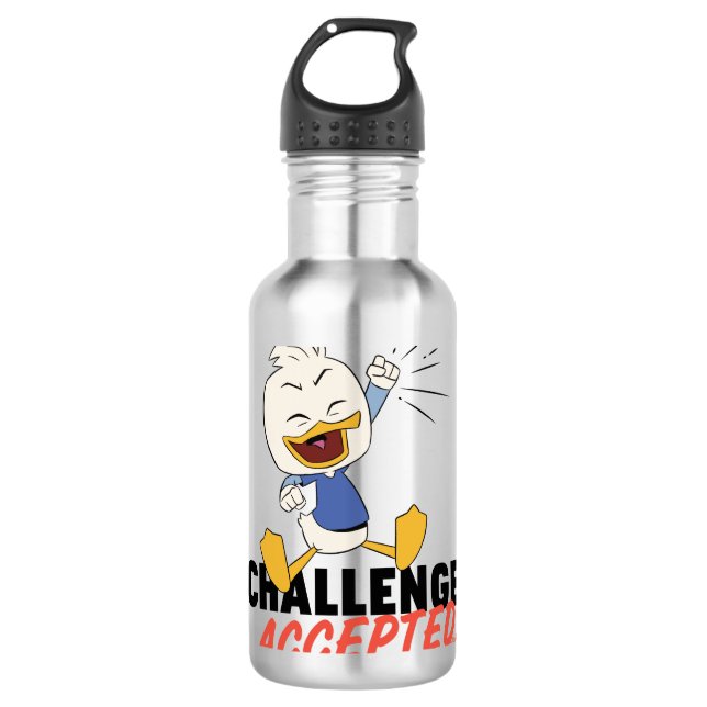 Dewey Duck | Challenge Accepted! Stainless Steel Water Bottle (Front)