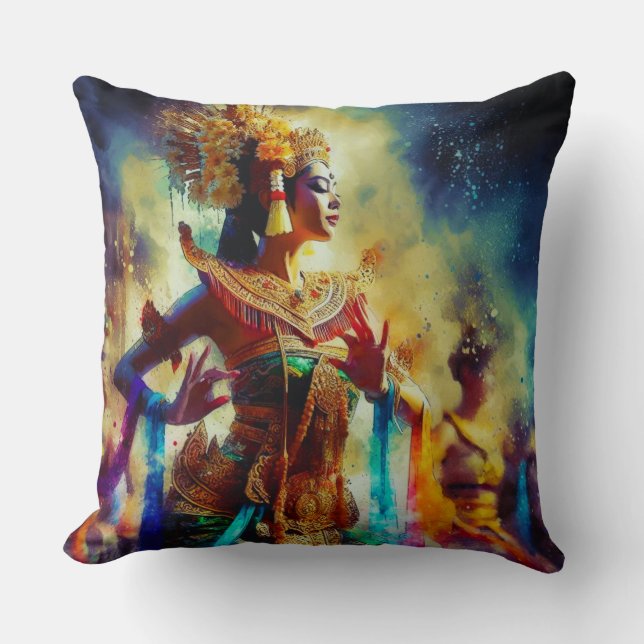 Dewi Tari (Dance Goddess) Throw Pillow (Front)