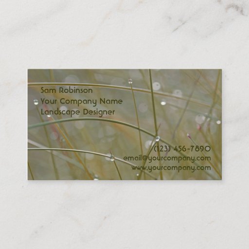 Customizable Dewy Grass Landscape or Gardener Business Cards