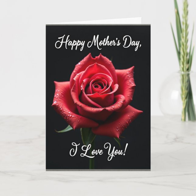 Dewy Red Floral Mothers Day Card (Front)