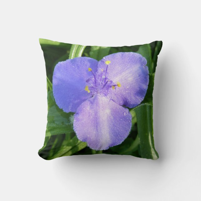 Dewy Trillium Spring Wildflower Throw Pillow (Front)