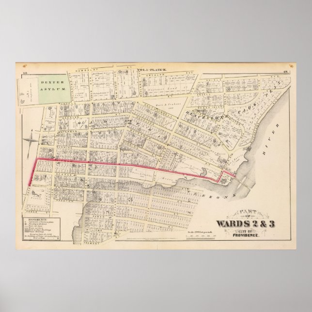 Dexter Asylum and Central Bridge Atlas Map Poster (Front)
