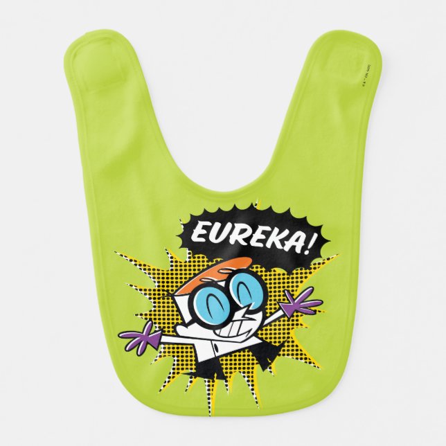 Dexter "Eureka!" Halftone Callout Graphic Baby Bib (Front)