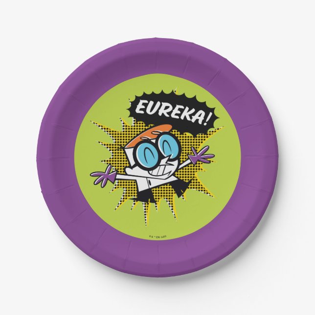 Dexter "Eureka!" Halftone Callout Graphic Paper Plates (Front)