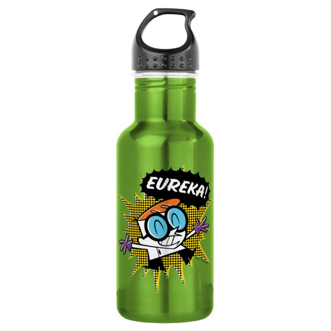 Dexter "Eureka!" Halftone Callout Graphic Stainless Steel Water Bottle (Front)