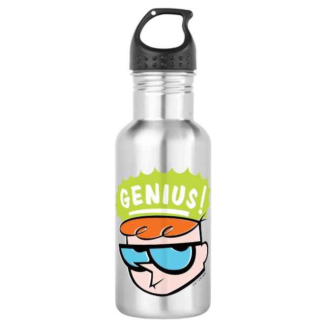 Dexter "Genius" Callout Graphic Stainless Steel Water Bottle (Front)