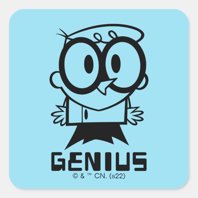 Dexter "Genius" Outline Graphic Square Sticker (Front)