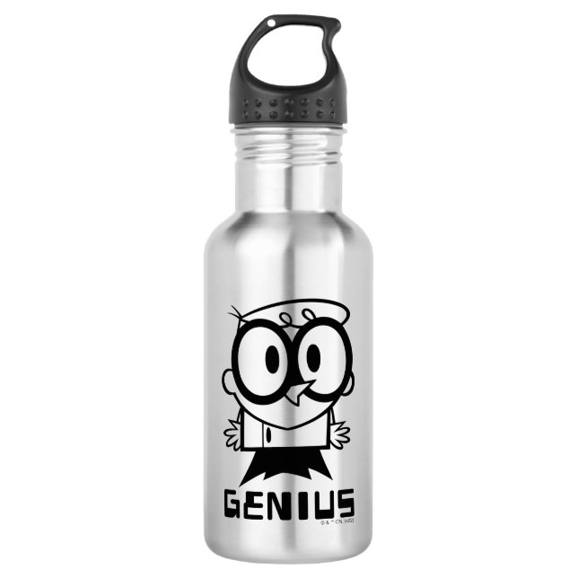 Dexter "Genius" Outline Graphic Stainless Steel Water Bottle (Front)