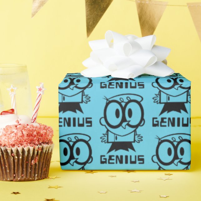 Dexter "Genius" Outline Graphic Wrapping Paper (Birthday Party)