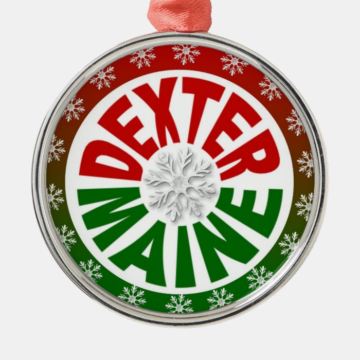 Dexter Maine red green snowflake ornament