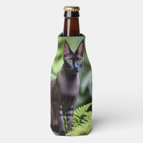 Dexter The Black Siamese Cat Bottle Cooler