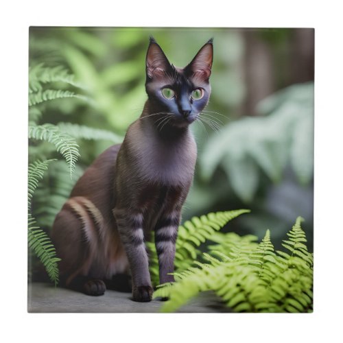 Dexter The Black Siamese Cat Ceramic Tile