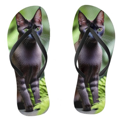 Dexter The Black Siamese Cat  Flip Flops