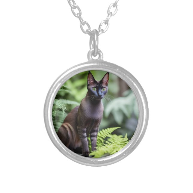 Dexter The Black Siamese Cat, Pendant Necklace (Front)