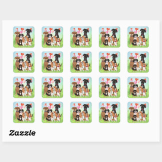 Dexter the Dog and Friends all Dogs Square Sticker