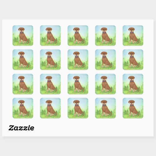 Dexter the Dog and Friends Chocolate Lab Mix Square Sticker