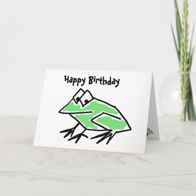 DF- Funny Cartoon Frog Birthday Card (Front)