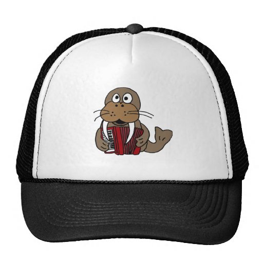 DF- Funny Walrus Playing Accordion Cartoon Trucker Hat | Zazzle