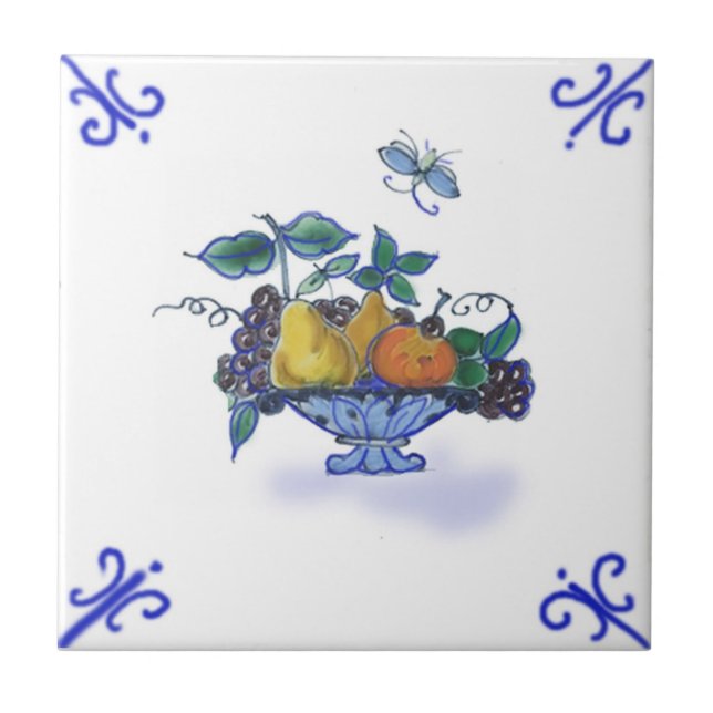 DFB04 Delft Fruit Basket Design Ceramic Tile (Front)